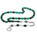 Rosary, Fiery Amber, Turquoise And Black Metal Tassels