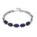 Dark Blue Crimped Amber Mens Bracelet With Tarnish Free Metal King Chain And White Dorica Ball Decoration