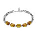 Yellow Fire Amber Mens Bracelet With Tarnish Resistant Metal King Chain And White Dorica Ball Decoration