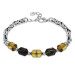 Black And White Fire Amber Mens Bracelet With Tarnish Free Metal King Chain And White Dorica Ball Decoration
