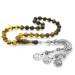 Tarnish Metal Mecidiye Tassel Istanbul Cut Fire Amber Prayer Beads