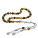 Short Yellow And Black Fiery Amber Rosary With Metal Tassels