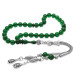 Short Green Fiery Amber Rosary With Metal Tassels