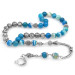 Natural Blue And White Agate Rosary With Metal Tassels With Name