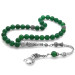 Natural Green Agate Rosary With Metal Tassels