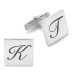 Personalized Letter Written Square Design Silver Cufflinks