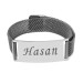 Personalized Name Written Magnet Closure Silver Steel Men Mesh Bracelet