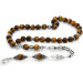 Mens Rosary With Silver Tassels And Natural Tigers Eye Stone