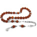 Natural Agate Rosary With Red Silver Tassels And Spherical Beads