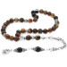 Natural Agate Rosary With Red And Black Silver Tassels