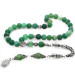 Natural Agate Rosary With Green And White Silver Tassels