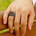 Tulip Embroidered Black Onyx Stone 925 Sterling Silver Men Ring