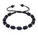 Macrame Braided White Dorica Ball Decorated Dark Navy Blue Pressed Amber Mens Bracelet