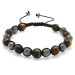 Macrame Braided Sphere Cut Tiger Eye Faceted Hematite Combination Natural Stone Bracelet
