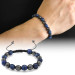 Macrame Braided Sphere Cut Matte Navy Blue Gemstone Faceted Hematite Combination Natural Stone Bracelet