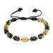 Womens Black And White Fiery Amber Bracelet With Macrame Thread