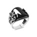 Stone Embroidered Black Domed Onyx Stone Silver Men Ring