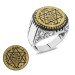 Modern Design Seal Of Solomon Embroidered Silver Men Ring