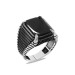 Eagle Claw Detailed Black Onyx Stone Silver Men Ring