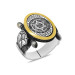 Oval Authentic Design Seal Of Solomon Embroidered Silver Men Ring