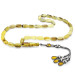Natural Yellow And White Amber Rosary With Silver Tassels In A Box