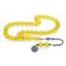 Luxurious Amber Rosary With Transparent Yellow Silver Tassels In A Box
