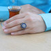 Silver Men Ring With Seal Of Solomon And His Prayer Engraved On Amber