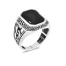 Black Onyx Stone Greek Chain Detailed 925 Sterling Silver Men Ring