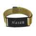 Personalized Name Written Magnet Closure Antique Yellow Color Steel Men Mesh Bracelet