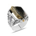 Black Zircon Stone Personalized Letter Written Silver Men Ring