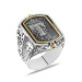 Black Zircon Stone Personalized Letter Written Silver Men Ring