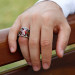 Tughra Embroidered Red Zircon Stone 925 Sterling Silver Men Ring