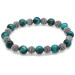 Turquoise Tigers Eye Metal Combination Sphere Cut Natural Stone Bracelet