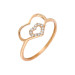 Zircon Stone Intertwined Heart Design Rose Color Silver Women Ring