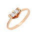 Zircon Stone V Design Rose Color Silver Women Ring