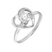 Zircon Single Stone Heart Design 925 Sterling Silver Women Ring