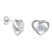 Zircon Single Stone Heart Design 925 Sterling Silver Earrings