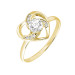 Zircon Single Stone Heart Design Gold Silver Women Ring