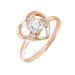 Zircon Single Stone Heart Design Rose Silver Women Ring