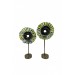 Set Of 2 Candlestick Fusion Glass Green Discs