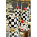Checkered Black 20 Cm Ceramic Jar
