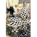 Checkered Black Small Size Footed Fruit Bowl