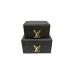 Decorative Lv Pattern Black Leather Box Of 2