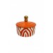 Ceramic Zebra Pattern Orange Sugar Bowl / Turkish Delight Holder