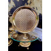 Round Checkered Gold Serving Tray