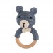 Cuddly Amigurumi Teddy Bear Rattle-Navy Blue