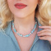 925 Sterling Silver Pearl And Amazonite Stone Necklace