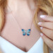 925 Sterling Blue Stone Butterfly Necklace Women's Silver Necklace