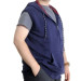 Men Large Size Vest Kangaroo Pocket Zippered Indigo