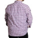 Large Size Men's Plaid Long Sleeved Pocket Shirt Plum